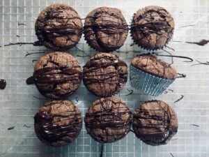 Healthy-ish Chocolate Almond Muffins